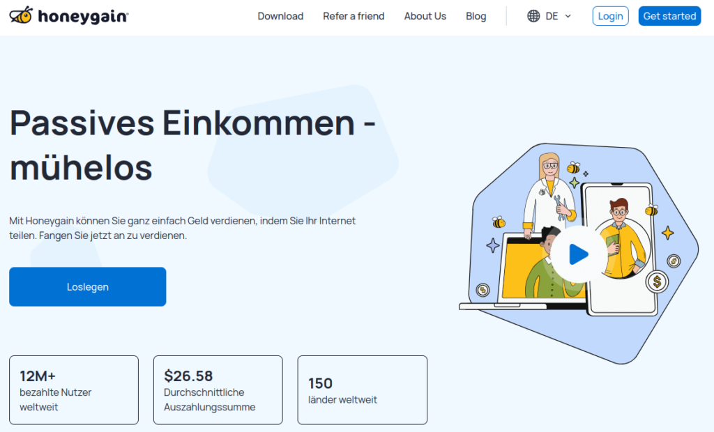 Internet teilen mit Honeygain - Wege für passives Einkommen